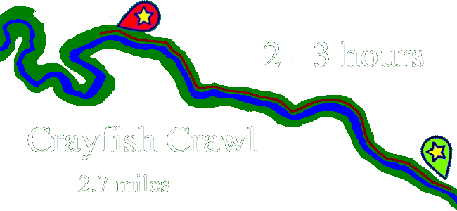 map graphic for crayfish crawl river tubing course booking link
