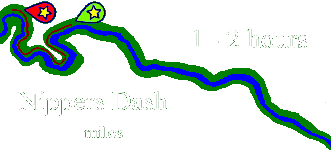 map graphic for nippers dash river tubing course booking link